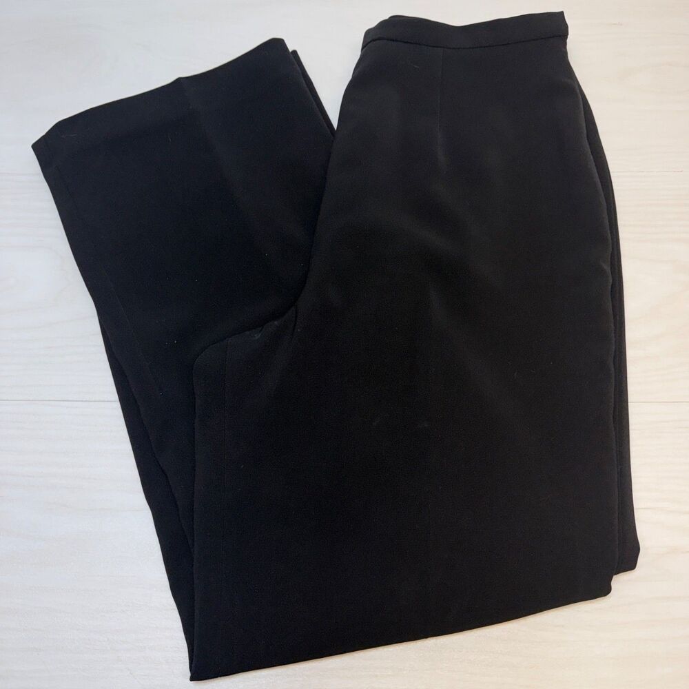 Le Suit Essentials Women's Dress Pants Side Zip Lined Size 14 Black Straight Leg